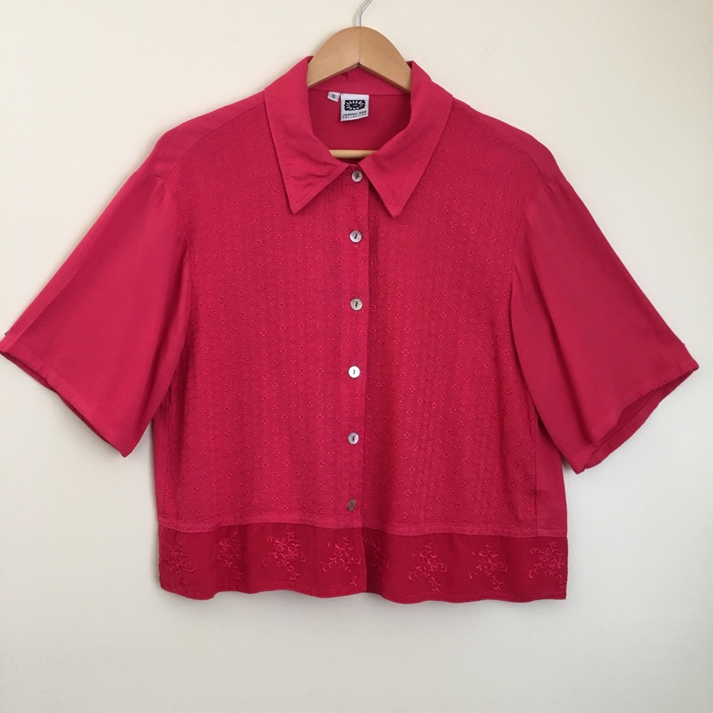 Johnny Was Vintage Short Sleeve Button Up Blouse